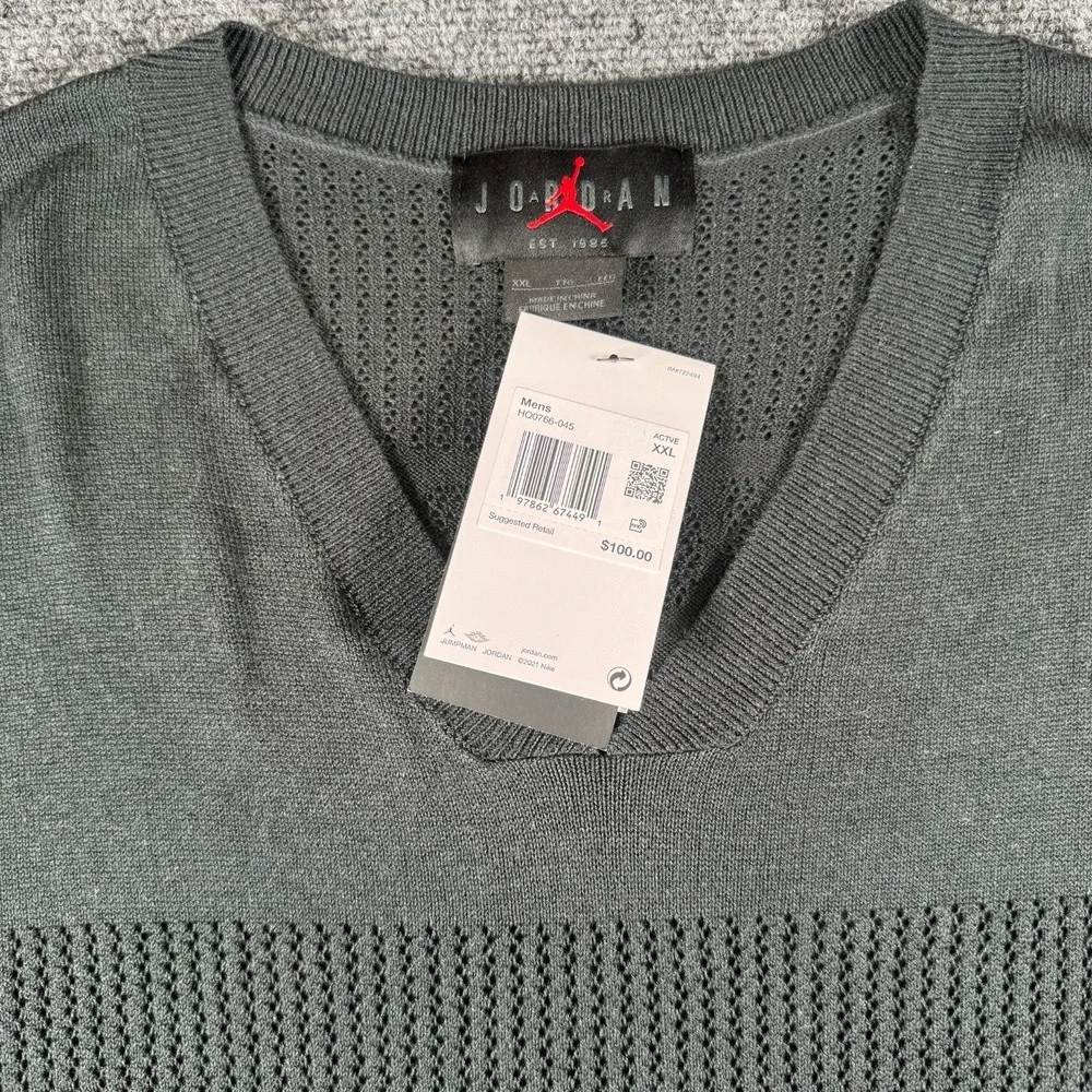 Air Jordan Knit Jersey Top‎ Mens Size XXL Off-Noir Dark Smoke Shirt Short Sleeve